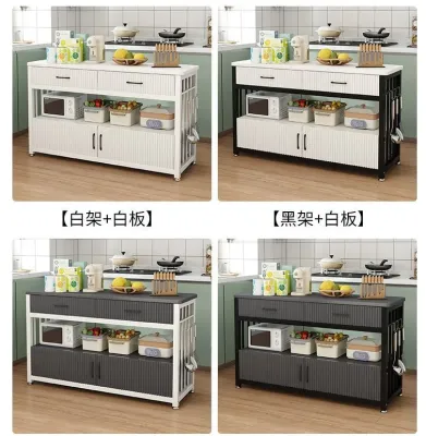Kitchen Storage Rack Island Portable Kitchen Table For Kitchen Kitchen island table Movable Island Counter Table Kitchen Shelf Cabinet Kitchen Trolley Island Floor Multi-Layer Storage Multifunctional Durable 17 dian