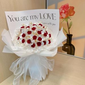 MBMSHEGH Handmade DIY Flower Bouquet Artificial Rose Flowers Material Package Birthday Valentines Day Wedding Festive Party Home Decoration