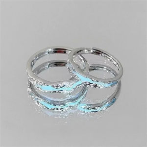 2PCS Luminous Enamel Couples Rings Women Men Y2K Adjustable Vintage Luxury Rings Glow In Dark Versatile Rings Valentines Day Gifts