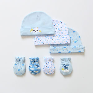 Newborn Babys set 3 Piece Caps & 4 Pairs Gloves Lovely Cartoon Fashion Design Infant Baby products