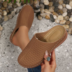 [Free Shipping] Plus-Size Outdoor Casual Thick-Soled WomenS Sandals Versatile Slip-On Design Hollowed-Out Lazy Shoes Wedge Heel