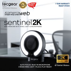 Webcam 2K QHD dengan Ring Light Built-in Microphone AF Best Seller Webcam anti Gelap