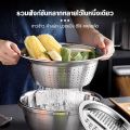 3ชิ้น มัลติฟังก์ชั่สแตนเลสครัวขูดเครื่องตัดผักเครื่องตัดผักตะกร้าท่อระบายน้ําชุดผลไม้ท่อระบายน้ําอ่าง. 