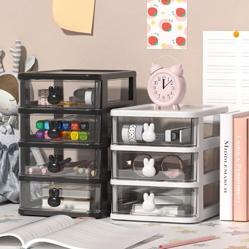 Cute Desktop Storage Box, Transparent Small Drawer Desk, Plastic