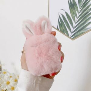 Cute Soft Fluffy Plush Rabbit Ears Case for Airpods Silicone Skin Cover Earphone Accessories Skin Protection Case Compatible with Airpods Pro 1/2 Generation Cartoon Headphone