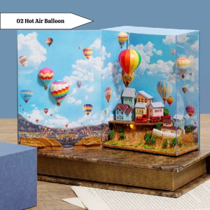 [Ready Stock] [World View] DIY Dollhouse Miniature Kit Miniature Furniture with Dust Cover LED Light Wooden Mini House Mini Shop Cafe Bakery Cute Cheap Decoration Birthday Gift Door Gift Puzzle Handcrafted Handmade Educational Toys for Kids Girls Boys