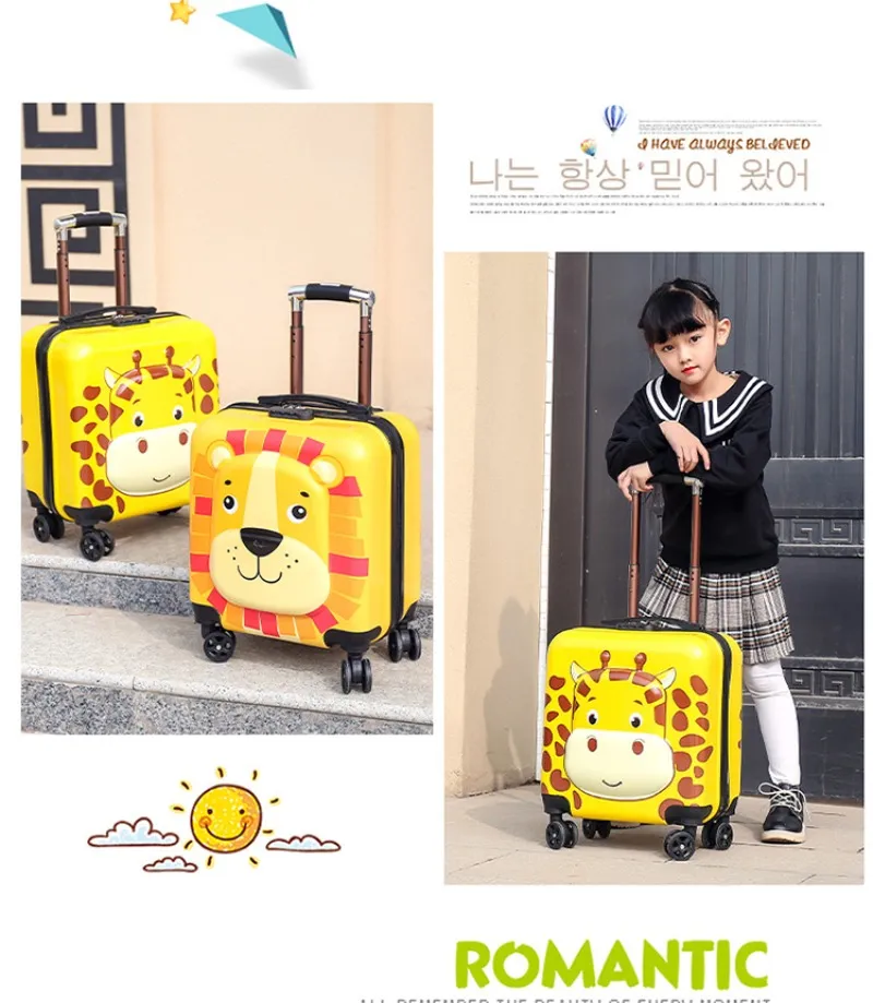 18 Inch Cartoon Kids Luggage Boys and Girls Lightweight Travel Bag