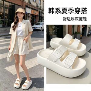 [Free Shipping] 898 Height-Increasing Summer Soft-Soled Versatile Belt Buckle EVA Thick-Soled Shoes
