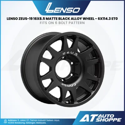 Lenso ZEUS-19 - Matte Black 16x8.5 ET0 6x114.3 (1 Piece) Wheels Sportrims Offroad 4X4 4WD