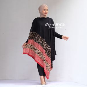 asimetris kaftan batik dress batik wanita