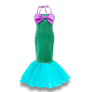 Anime The Little Mermaid Cosplay Dress For Kids Girls Ariel Mermaid Dress Halloween Fancy Fish Tail Princess Dress