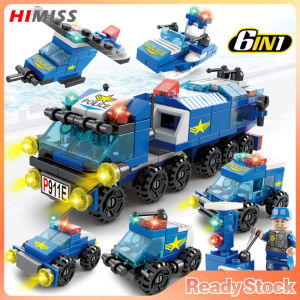 HIMISS 6 In 1 Deformation Building Block Toys Engineering Vehicle Small Particles Building Bricks Gifts For Boys Girls