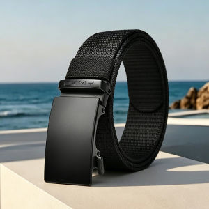 OKIMY Fashion Mens Belt Automatic Buckle Belt Breathable Nylon Belt Fashion Business Belt 120cm Scratch Resistant Belts Leisure Belt Gentlemen Belt Nice Waistband Durable Belt for Men