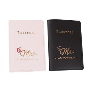 2Pcs Slim Case For Couples PU Leather Holder Wedding Travel Gift Compact Organizer For Couples