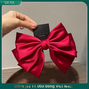 QK FA ✨ Thanh lịch Bow Ribbon tóc Clip thời trang đơn giản rắn satin mùa xuân Clip tóc pin Retro Headband với clip cô gái Phụ kiện tóc
