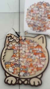 Wooden Animal Irregular Jigsaw Puzzle with Frame Cute 3D Cat/Dog/Bear Shape Stress Relief Toys Birthday Gift Home Decor
