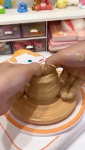 Cartoon Electric Pottery Wheel for Kids USB Charging DIY Clay Craft Kit Handmade Art Set for Kids