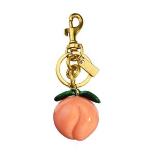 Cute Peach Shaped Keychain Alloy Resin Key Ring Accessory Decorative Bag Hanging Decoration Gift for Women Girls