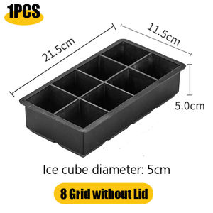 YESPERY Khuôn Khay Vuông Làm Đá Viên Lớn 4/6/8 Ô MÔ Hình Khối Đá Thanh Tự Làm Bằng Silicon Cấp Thực Phẩm