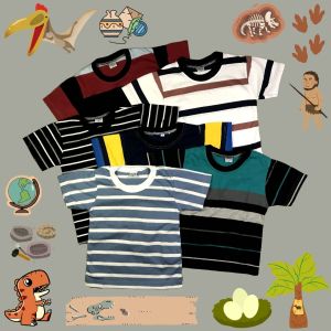 PAKET USAHA Kaos Baju Anak Laki-laki Perempuan Usia 0 1 2 3 4 5 6 7 8 9 Tahun Motif Salur Stripe