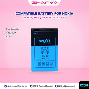 WIXEL Baterai BL-4U Nokia E66 E75 3120C 3120 Classic 5330 5530 XpressMusic 5730 6212 6600 Slide 6600i 8800 N500 Asha 300 301 500 515 Double Power Real Capacity Batre Batrai Battery Original Ori Dual BL4U