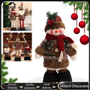 【Vodool】 Christmas Telescopic Ornament W/ Telescopic Legs Christmas Standing Figures Doll for Home Restaurant Party Decorations