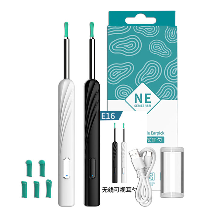 JBMBHC NE16 Earwax Cleaner with Light Camera 3.6mm Smart Rechargeable Visual Ear Pick Otoscope WIFI Wax Removal Tool for Android Apple