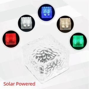 TEMPLE Solar Powered Solar Ice Brick Lights Waterproof Rainproof Outdoor Ice Rock Cube Lights Durable Automatic Landscape Path Light Thanksgiving Christmas Party