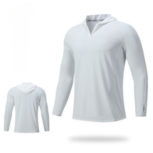 Men Sweatshirts Long Sleeve Quick-Dry Running Marathon Hooded T-Shirt Breathable Hooded Round Neck Top