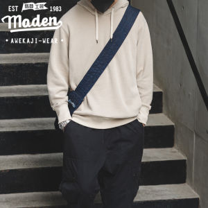 Maden thương hiệu Nam 2025 mới Nhật Bản Retro cũ đau khổ Áo len có mũ khóa 1930S đơn giản màu trơn phóng túng đơn giản hip-hop sinh viên Nắng Phong Cách trường học Đỏ hồng Áo len có tay dài