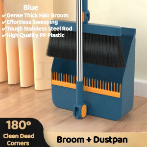 SG Seller READY STOCK Rotatable Broom and Wind Proof Dust Pan with Broom Comb Broom Set Non-Stick Broom Magic Wiper Set