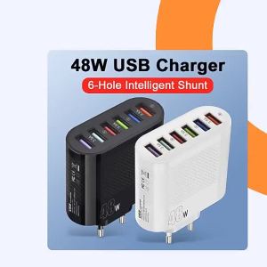 Muti 6 Ports USB Charger 48W USB Fast Charging Mobile Cell Phone High Speed Quick Charge Wall Adapter for Huawei Xiaomi