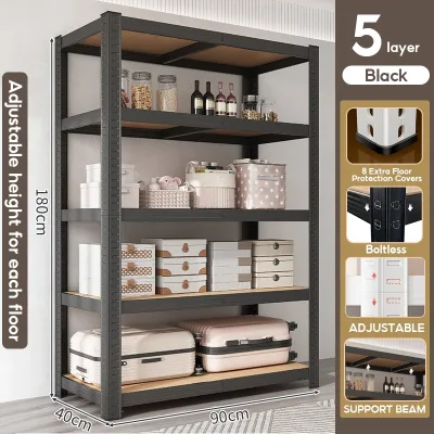 AIBM Adjustable Rack Boltless Rack 3Layer 4Layer 5 Layer Metal Storage Shelf Kitchen Storage Rack Warehouse Storage Rack Display Rack