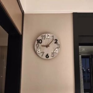 xpkQ Round Silent Wall Clocks Fashion Double Layer Digital Timepiece Shade-less Hanging Watch Household Bedroom Minimalist Decoration 2Z6B7