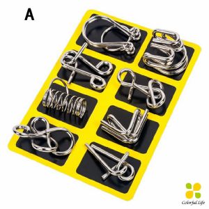 CLM จิ๊กซอว์ปริศนา ลวดโลหะ ของเล่นฝึกสมอง สไตล์จีน สําหรับเด็ก และผู้ใหญ่ 8 ชิ้น Educational toy