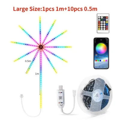 SAVVYSHELF Bluetooth Control Firework LED Strip Light Color Changing RGB Light Strip Atmospheric Lighting USB Firework Light Wedding