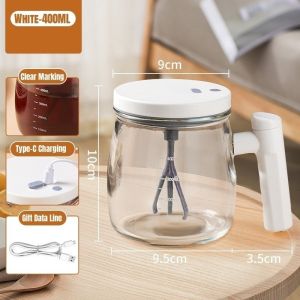 Electric Self Stirring Mug Coffee Cup Usb Rechargeable Temperature Display Waterproof Travel Kitchen