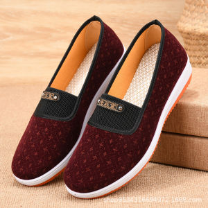 Free Shipping Old-Style WomenS Canvas Shoes Suitable For Spring And Autumn Flat-Soled Durable Casual Slip-On Style Comfortable For Mothers With Soft Soles