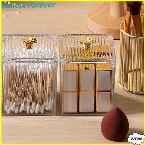 【Follow】【New Arrived】 COD Makeup Storage Organizer Bathroom Jar Cotton Swab Storage Square Container Cotton Puff Storage Box Cosmetic Cotton Box