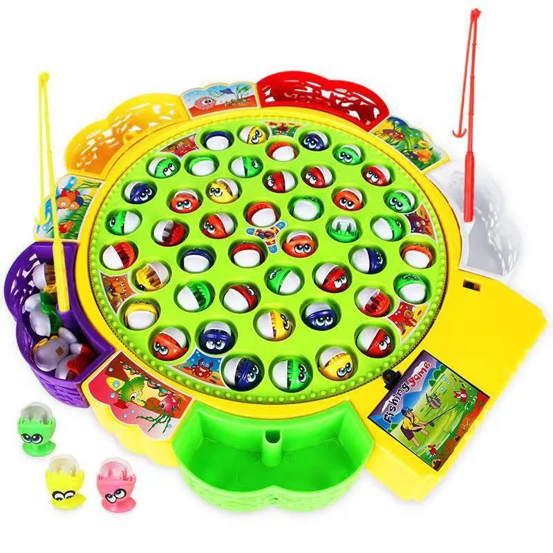 Kids Fishing Game Toy Electric Music Rotating Catch Magnetic Fish Toys Set  Gift