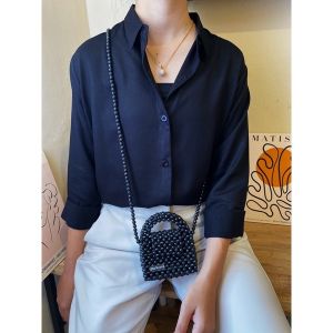 ATASAN WANITA KEMEJA KATUN POLY POLOS TERMURAH PAKAIAN WANITA BASIC BLUS