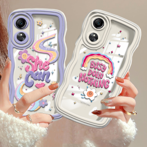 (Lokal Ready) Xinyu Casing hp OPPO Reno 8T 4G Reno 6 5G Reno 5 Reno 5F Reno 4F Warna-warni Pelangi Kata-kata Bahasa Inggris Tepi Bergelombang Soft Case