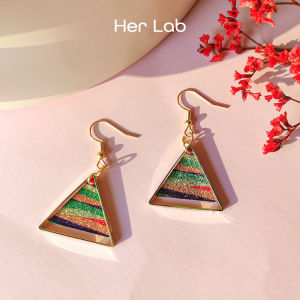 Her Lab Jewelry | Metal pendant earrings triangle square geometric shape pendant fashion earrings for women cool earrings Drop Earrings Art Design Silver and Gold Plated Unique Colors Geometric Earrings for Women free jewelry box