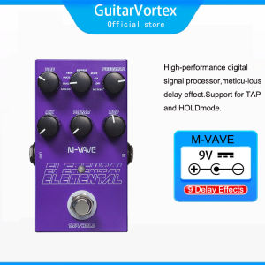 M-VAVE Guitar ELEMENTAL Delay Effects Pedal TIME/9 Delay Effects Type/FEEDBACK/MIX/PARAM/MOD Knob DC 9V for Guitar Effect Pedal