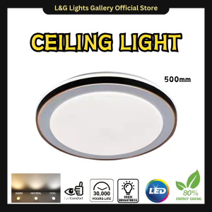 lglights Elegant Surface Ceiling Light Lampu Syling LED 3 Color 100W 500mm Living Hall Ruang Tamu