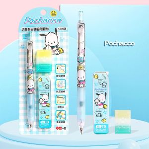 TRADER 0.5มม. ดินสออัตโนมัติ ซันริโอ Kuromi/Melody/Cinnamoroll ดินสอขยับได้ อุปกรณ์อเนกประสงค์ พร้อมชุดเติมยางลบ/2B ดินสอเครื่องกลเครื่องกล ของขวัญสำหรับเด็ก