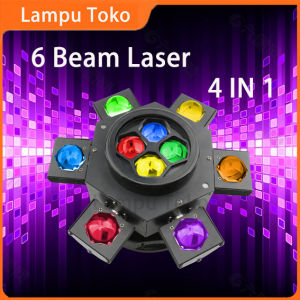 Moving Cyclone laser beam LED 4in1 Light light moving Laser sixbee effect buat panggung bar cafe discotik dj club malameye