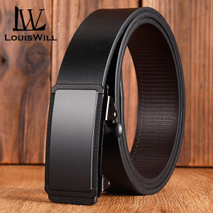 LouisWill Men’s Belt Business Leisure Belt Stylish 120CM Belt Automatic Buckle Belt Second-layer Cowhide Waistband Youth Sports Pant Belt Stylish Simple Nice Waistband Durable Belt