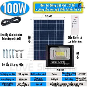 【COD】Đèn năng lượng mặt trời 80w 100w đèn led ngoài trời pin năng lượng mặt trời đèn sân vườn