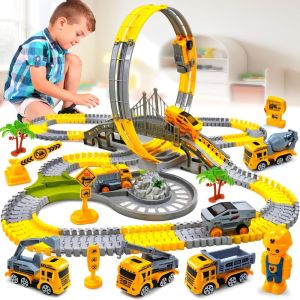 BEIBEI Puzzle Toys Track Car Train Toys Electric Railcar Climbing Track Electric Track Toy Christmas Educational Kids Car Engineering Birthday Gift